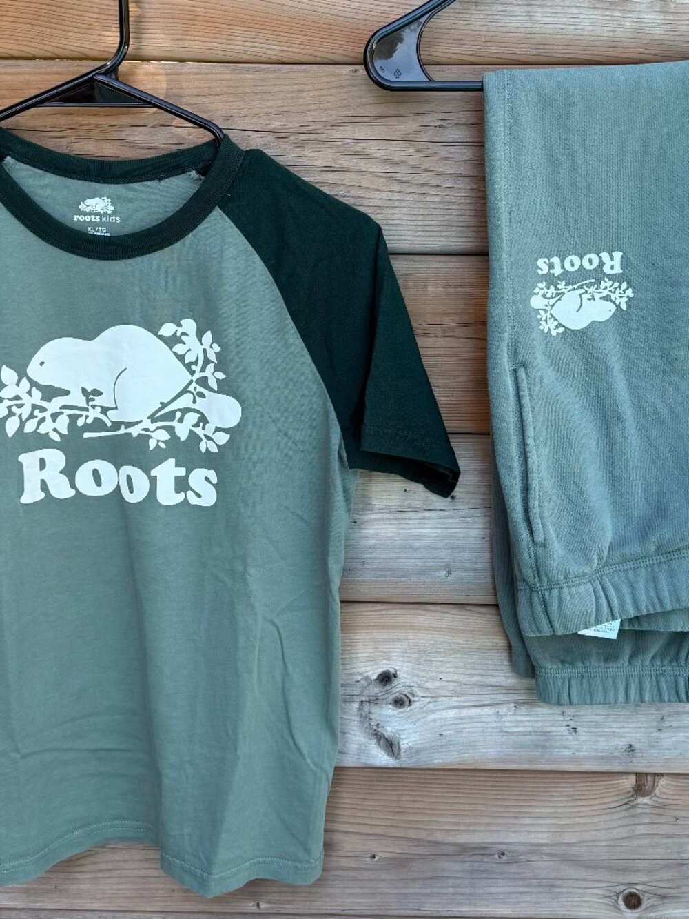 Roots Kids Graphic T-Shirt & Jogger Set – Green – Size XL Shirt & Size 12 Pant